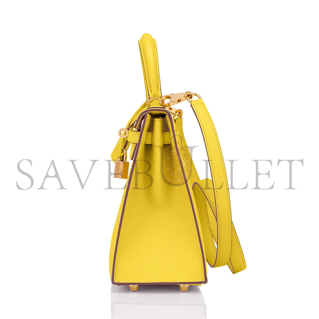 H**mes master kelly 25 lemon yellow epsom gold hardware (25*17*7cm)